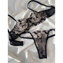 La Linaa Blackrose Kadın Çiçekli Bralet Takım-siyah Siyah