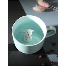 Mukko Home 3d Sevimli Hayvan Figürlü Porselen Kupa 230 Ml Mint Renk Kahve Çay Kupası,turkuaz & Köpek Beyaz - Çok Renkli