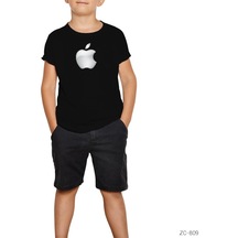 Apple Logo 3D Siyah Çocuk Tişört