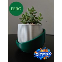 Eero Planter Saksı 8x8 Cm Dekoratif Modern Minimal Sukulent Saksı Beyaz - Yeşil