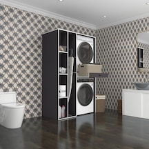 Kenzlife Çamaşır-Kurutma Makinesi Dolabı Gutas Sol Gri 187 120 60 Çekmeceli Banyo Çok Renkli