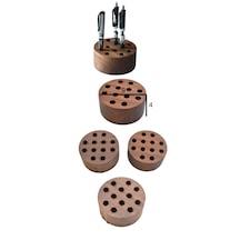 Yuvarlak Masif Ceviz Ahşap Kalemlik Ve Organizer