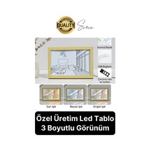 Özel Üretim Tasarım 3 Renk Mod Işıklı Retro Tablo Led Dekoratif Kare Masaüstü Gece Lambası Usb