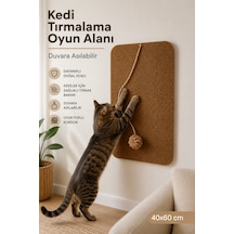 Duvara Yapışan Oyuncaklı Kedi Tırmalama Halısı Ve Oyun Alanı 40x60 Cm
