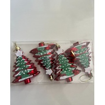 Yılbaşı Süsü 4' Lü 10 Cm Çam Ağacı Seti