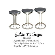 Zigon Bufalo Brc Model 1012 Siyah Mermer Temper cam GÜMÜŞ Renk Kaplama Metal Ayak El Yapım