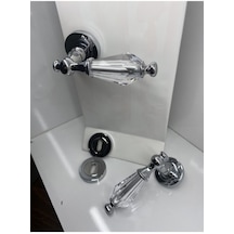 Topkapı Kristal Krom Rozetli Oda Kapı Kolu