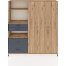 Hyperion Dolap 12 Raflı 4 Çekmeceli Tek Askılı 220x44x243 Çam-çam/antrasit Çok Renkli