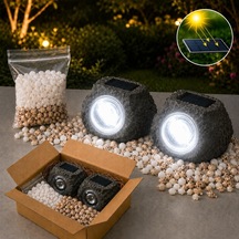 Kyrotech 2 Adet Güneş Enerjili Kaya Görünümlü Led Bahçe Lambası, Solar Taş Lamba, Dekoratif Peyzaj Ve Yürüyüş Yolu Aydınlatma, Ip44 Su Geçirmez Dış Mekan, Beyaz Dolomit Taşı Ve Deniz Kabuğu Hediyeli Diğer