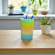 Gökkuşağı Renk Geçişli Dekoratif Kalemlik Modern Masaüstü Organizer 12x8 Cm Diğer