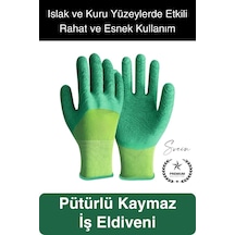 Kaymaz Dayanıklı Pütürlü Montaj İş Eldiveni Camcı Yarı Kaplama Güvenli Sağlam Lastikli Rahat Esnek
