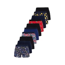 Tudors Erkek 10'lu Likralı Pamuklu Esnek Kumaş Premium Seri Boxer-50517 Çok Renkli