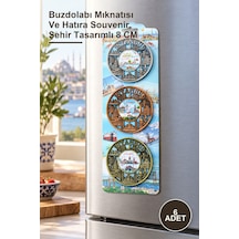 6 Adet İstanbul Temalı Metal Magnet Buzdolabı Mıknatısı Ve Hatıra Souvenir, Şehir Tasarımlı 8 Cm