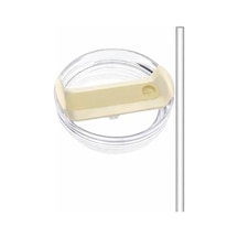 Quencher 40 Oz Uyumlu Yedek Bardak Kapağı Ve Plastik Pipet Seti Sızdırmaz, Dökülmez, Bpa İçermez 40 Oz Tumbler Termos Aksesuarı 1 Kapak + 1 Pipet Beyaz Açık Beyaz