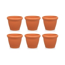 Omnipazar So-hs03 Plastik Hasır Desenli Saksı 10 Lt Kiremit 6 Adet