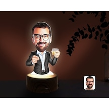 Kişiye Özel Erkek Karikatürlü Dekoratif 3D Biblo Led Işıklı Gece (481496212)