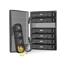 Padalink 7 Günlük 28 Bölmeli Sağlık İlaç Kutusu - Taşınabilir Abs+pp Saçma Aletleri Depolama Kutusu Siyah Siyah