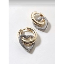 Kadın Gold Trend 500 Adet Zikron Taşlı Kalp Küpe Gold - 598767909 Gold