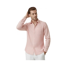 Deepsea Turuncu Slim Fit %100 Pamuk Çizgili Erkek Gömlek Cepli Yazlık Yeni Sezon Gömlek 2602627 Turuncu