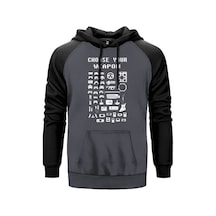 Choose Your Weapon Gri Renk Reglan Kol Sweatshirt