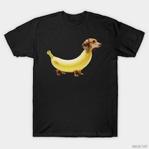 Flood Of Style Muz Doggo Dachshund Muz T-shirt Erkekler Kadınlar Için % 100% Pamuk T Shirt Kısa Kollu Üstler Siyah