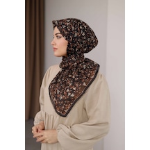 Mimiyum Flora Desen Soft Eşarp Kahve