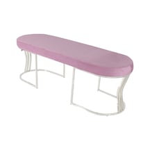 Viego Silver Smooth- Pembe Kapitoneli Model Puf & Bench & Koltuk- Oturak-uzun Makyaj Puff-yatak Odası Ucu &önü