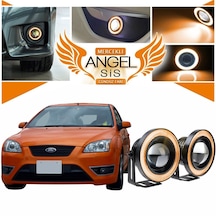 Ford Focus 2 Uyumlu, Universal Mercekli Led Sis Farı, 76mm Turuncu Renk