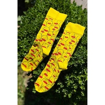 Lousocks Unisex Sarı Ördek Desenli Renkli Soket Çorap