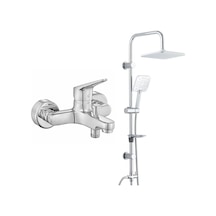 E.c.a. Spylos Banyo Bataryası+t-may Banyo Çamlıca Kare Tepe Duş Takımı Seti - Krom - Paslanmaz