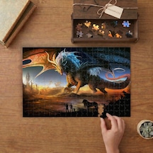 Görkemli Ejderha Tasarımı 240 Parça Ahşap Puzzle Ahşap Kutuda Mpy20016