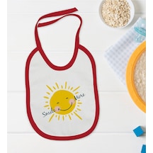 BK Kids Smile Tasarımlı Kırmızı Bebek Mama Önlüğü-2 Kırmızı