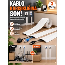 Tr Kablo Kanalı 3 Metre - Yapışkanlı Kablo Gizleme Ve Kablo Düzenleyici Organizer