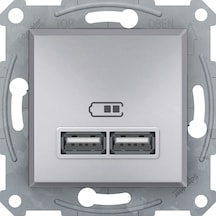 Schneider Asfora Plus Alüminyum Usb Şarj Prizi 21A Type A Çerçev