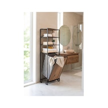 Uykula 4 Raflı Metal Banyo Düzenleyici Kirli Sepetli Çok Amaçlı Organizer Siyah