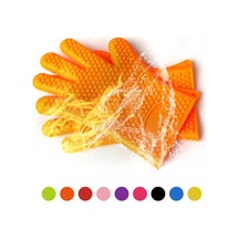 Folinda Islak Isıya Dayanıklı Silikon Eldivenler - Barbekü, Pişirme, Kamp İçin 446 F Isı Direnci - Kırmızı Renk Kırmızı