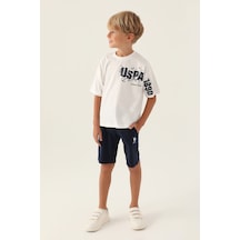 U.s. Polo Assn Lisanslı Brush Pattern Krem Erkek Çocuk Bermuda Takım 5274-43029 Krem