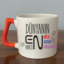 Dünyanın En Annesi Baskılı Turuncu Kulplu D Kupa