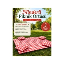 Kırmızı Potikare Piknik Seti 4 Kişilik Minderli Piknik Ortüsü 160x160 Minderleri 40x40 Kırmızı
