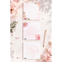 Çiçek Bloknot - 9 9 Cm Ebat- 50 Yaprak - Notepad - Memopad - Çizgisiz Not Kağıdı- To Do List - 3588