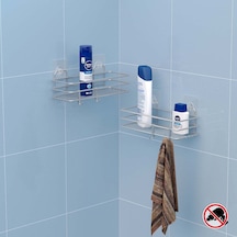 Teknotel Yapışkanlı Kancalı 2 Adet Banyo Rafı Silver St217H Gümüş