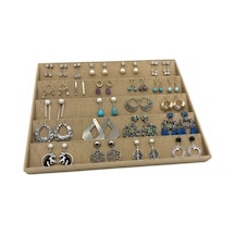 Süet Kumaş Sütlü Kahve Renk 34/24 Cm Enine Küpe Standı