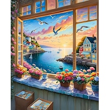 Sayılarla Boyama Numaralı Tuval Seti Fırça Boya Dahil 40x50cm - Huzur Penceresi