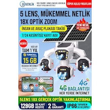 5 Kameralı 4g/e-sım Destekli 18x Zoom Ptz Güneş Enerjili Profesyonel Dış Mekân Güvenlik Kamerası