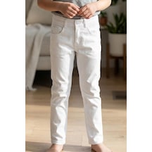 Konsept Erkek Çocuk Gabardin Pantolon Düğmeli Fermuarlı 5-9 Yaş, Ekru