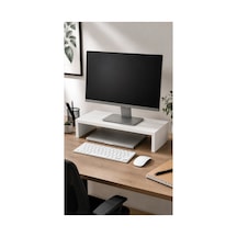 Beyaz Monitör Yükseltici Standı 45x20x10 Cm Masaüstü Ekran Yükseltici Bilgisayar Standı Beyaz