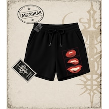 Tarzsokak Gotik & Grunge Streetwear Crımsın Temptatıon 1 Unisex Şort Siyah