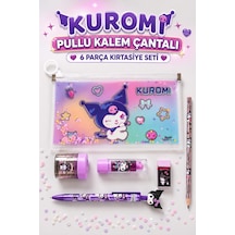 X Dekomus Lisanslı Kuromi Pullu Zarf Kalem Kutusu,silgi,kalemtraş Kırtasiye Seti Açık Gri