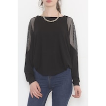 Bensu Store - Kolları Fileli Bluz Siyah - 1745.1095. 001
