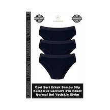 Floranova Özel Seri Erkek Bambu Slip Külot Düz Lacivert 3'lü Paket Normal Bel Yetişkin Giyim